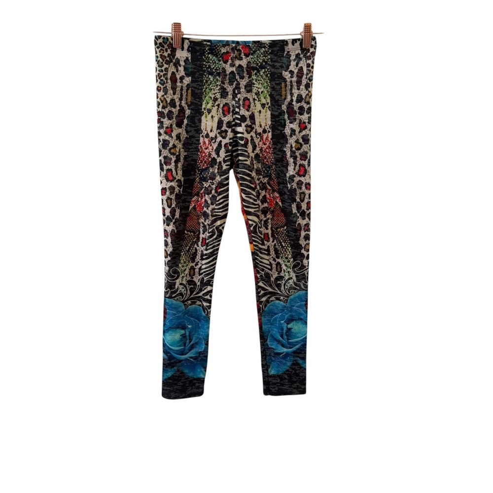Amma Animal Print Floral Legging Pants Womens S Multicolor Ankle Boho Festival